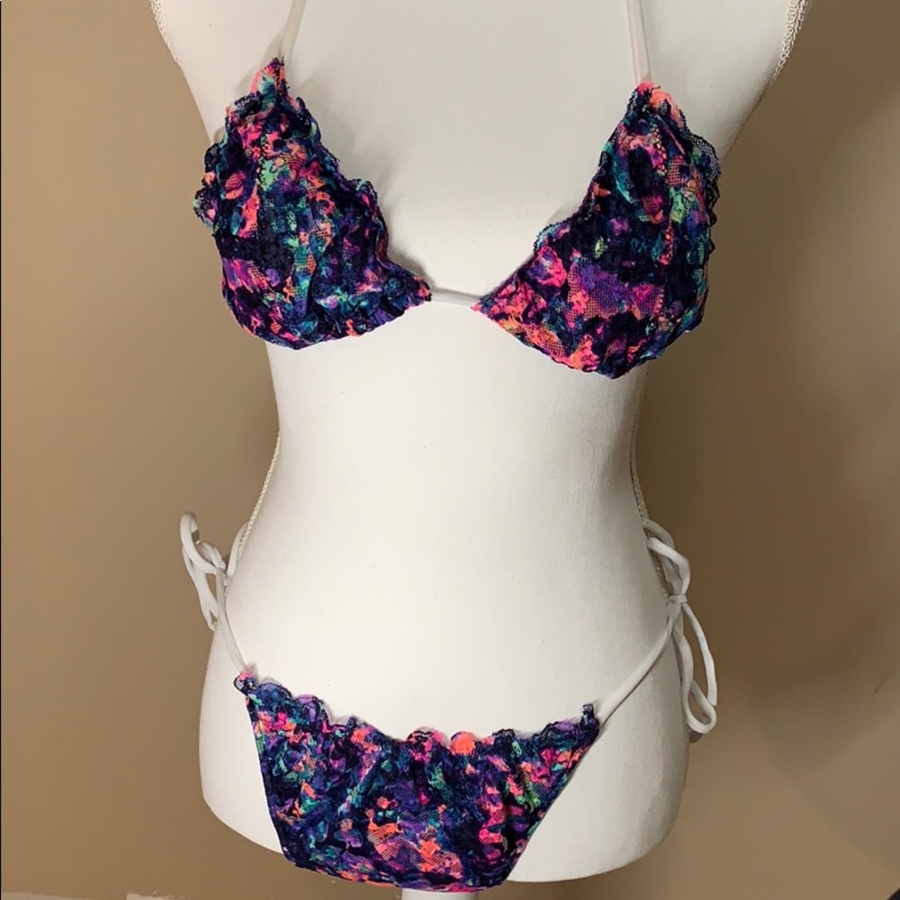 Lace ruffle mini bikini